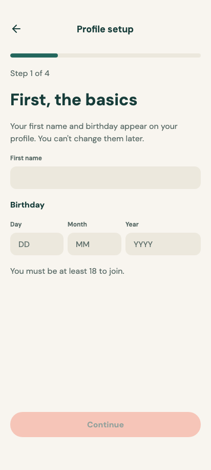 Profile setup preview