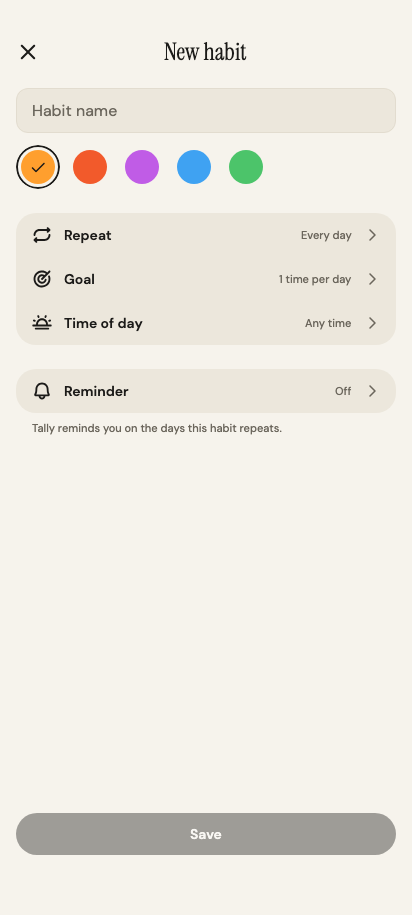 Habit form preview